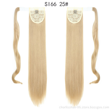 Hot Sale Product Ombre Color Detachable Ponytail Hairpiece Wrap Around Private Label Straight Ponytail Extensions Synthetic Hair
